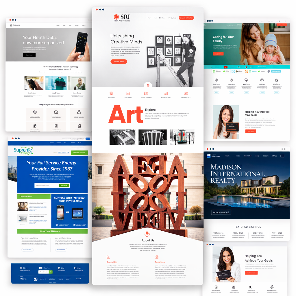 website design showcase with modern responsive web layouts and business website examples