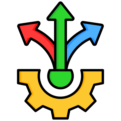 boost flexibility concept with adaptive learning icon and e-learning personalized training solutions