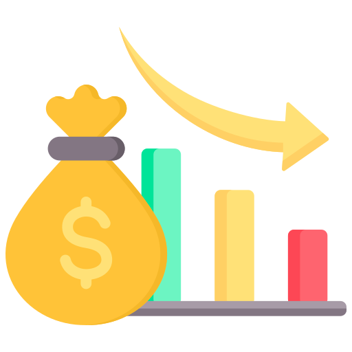 reduce costs concept with financial savings icon and e-learning cost efficiency benefits